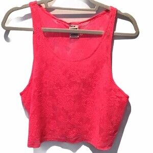 PINK Victoria’s Secret Lace Neon Pink Crop Top XS